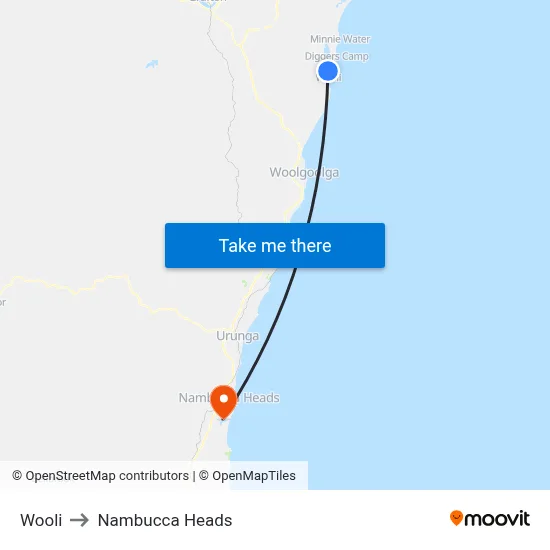 Wooli to Nambucca Heads map