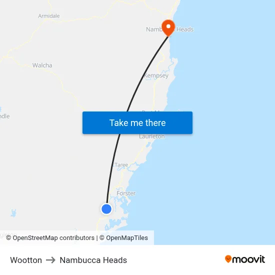 Wootton to Nambucca Heads map