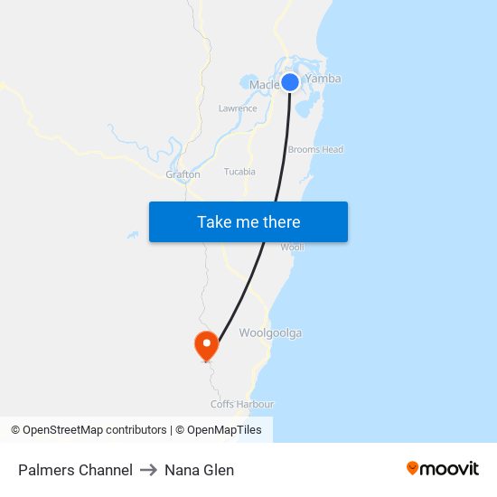 Palmers Channel to Nana Glen map