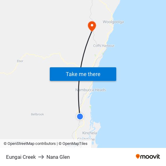 Eungai Creek to Nana Glen map