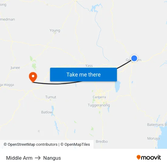 Middle Arm to Nangus map