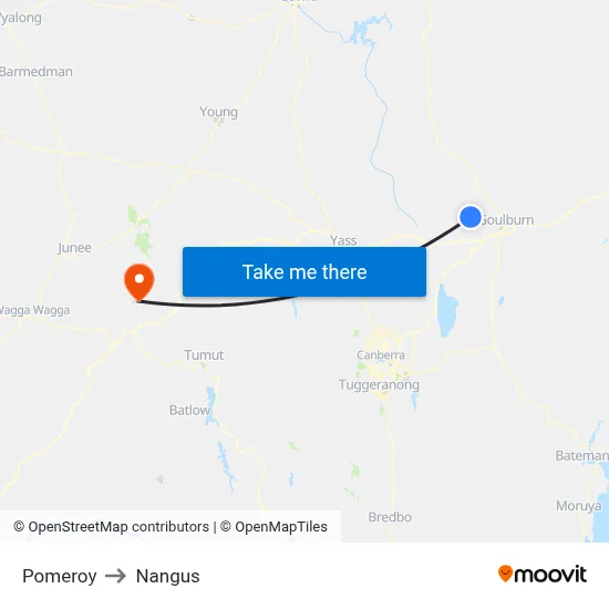 Pomeroy to Nangus map