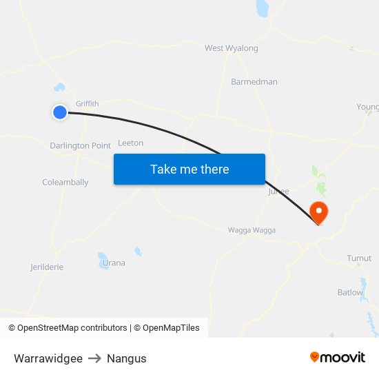 Warrawidgee to Nangus map