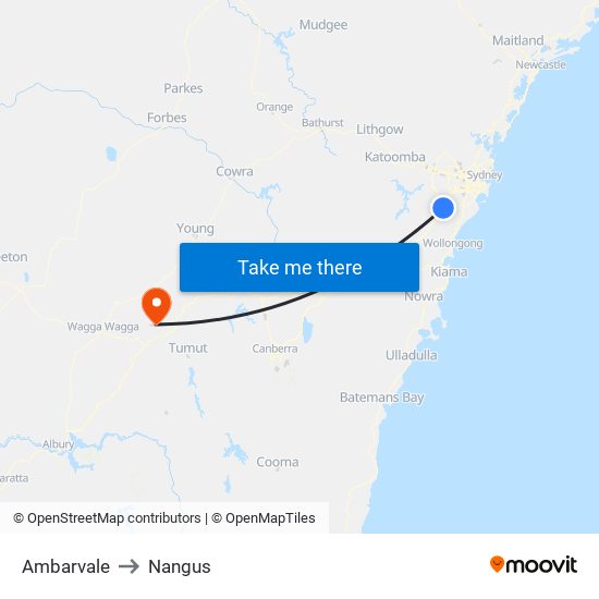 Ambarvale to Nangus map