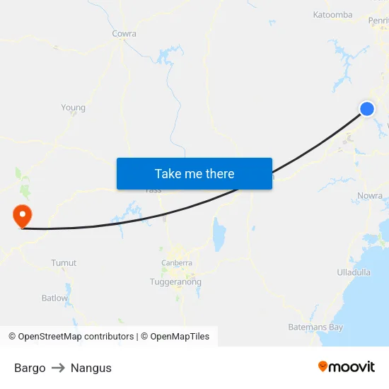 Bargo to Nangus map
