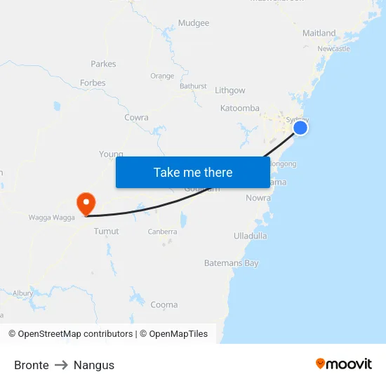 Bronte to Nangus map