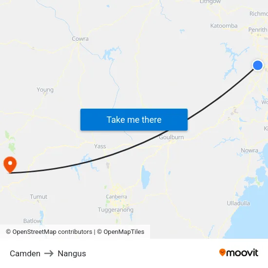 Camden to Nangus map