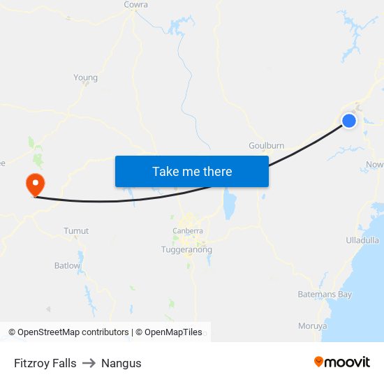 Fitzroy Falls to Nangus map