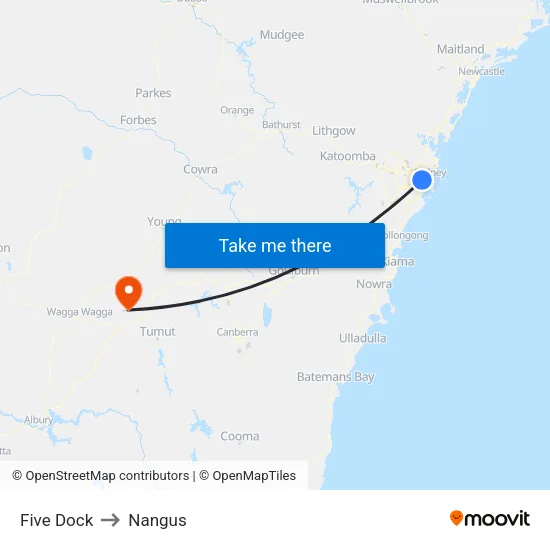 Five Dock to Nangus map