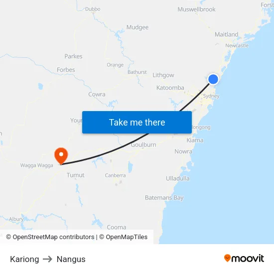 Kariong to Nangus map