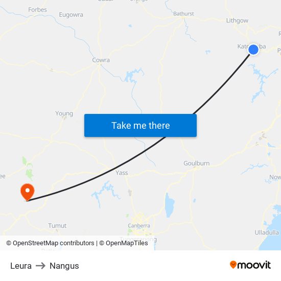 Leura to Nangus map