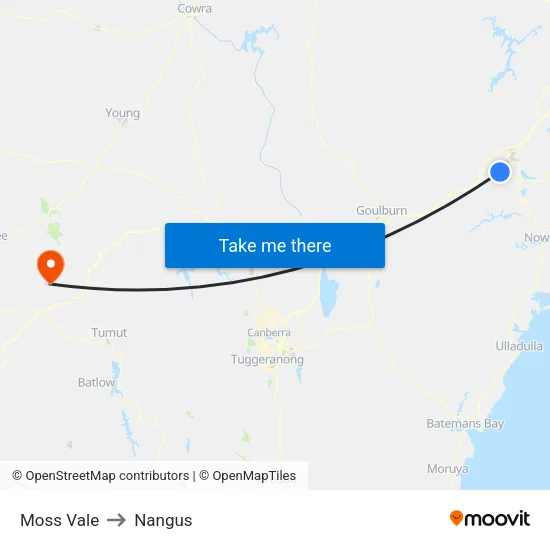 Moss Vale to Nangus map