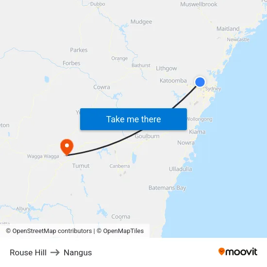 Rouse Hill to Nangus map