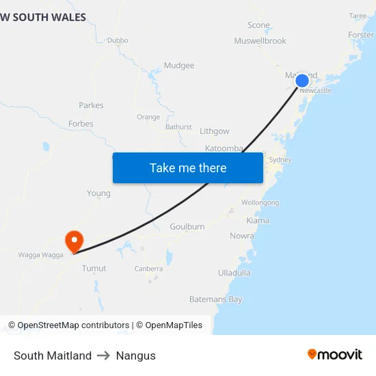 South Maitland to Nangus map
