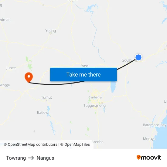 Towrang to Nangus map