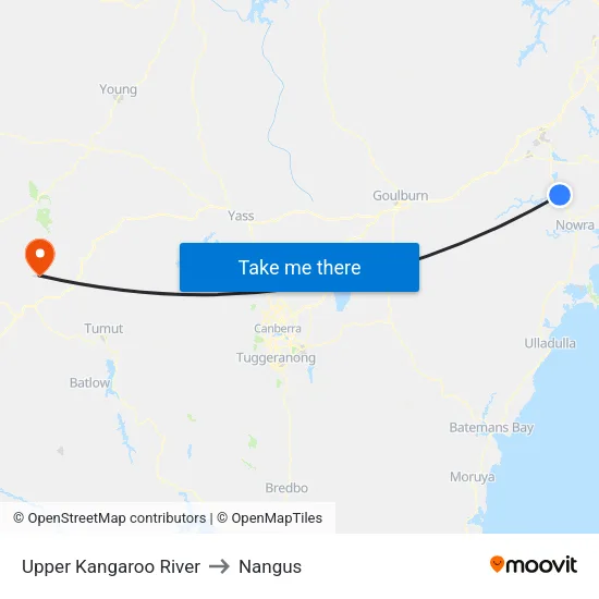 Upper Kangaroo River to Nangus map