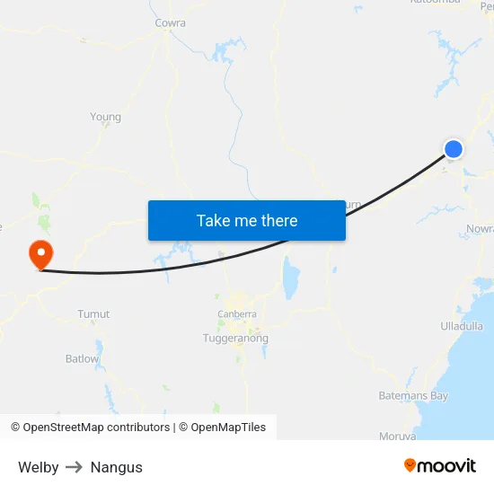 Welby to Nangus map