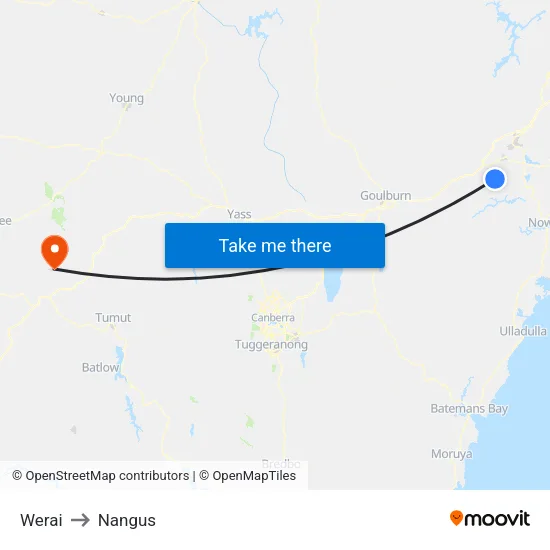 Werai to Nangus map