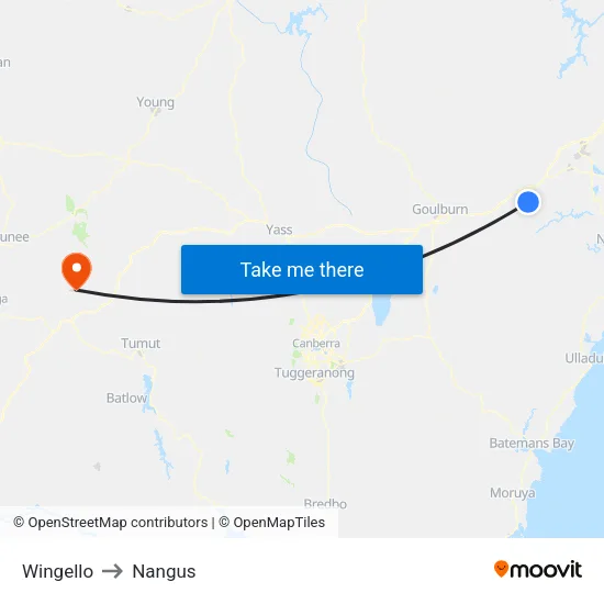 Wingello to Nangus map
