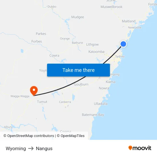 Wyoming to Nangus map