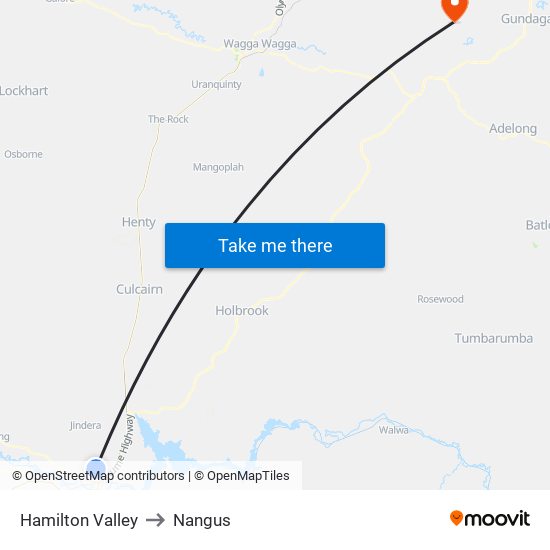 Hamilton Valley to Nangus map