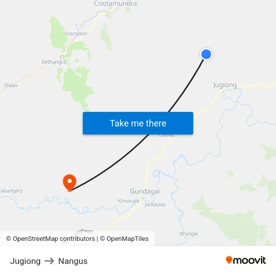 Jugiong to Nangus map