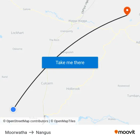 Moorwatha to Nangus map