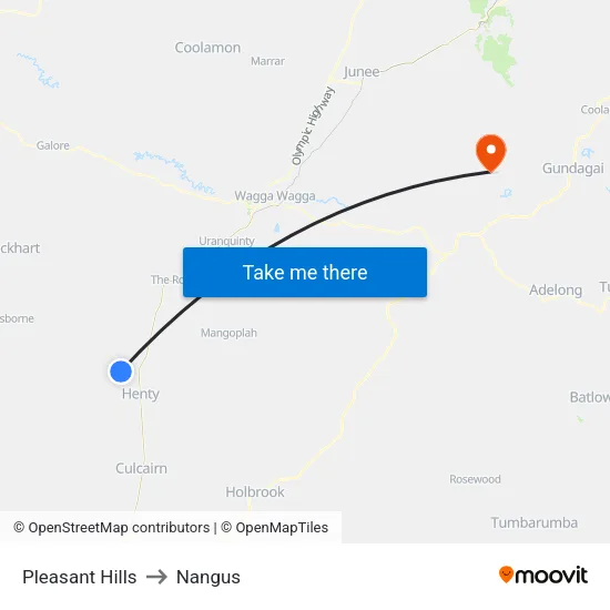 Pleasant Hills to Nangus map