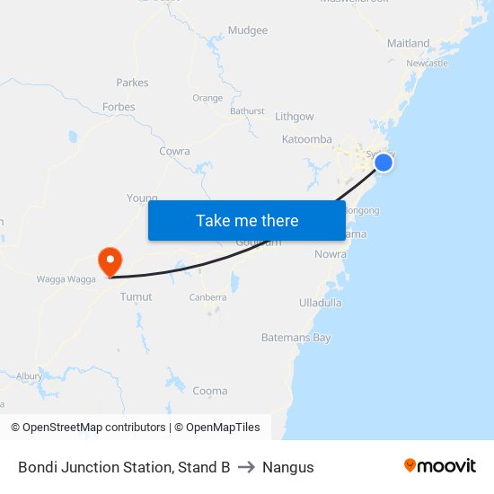 Bondi Junction Station, Stand B to Nangus map