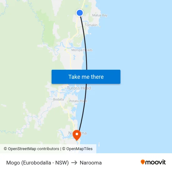 Mogo (Eurobodalla - NSW) to Narooma map