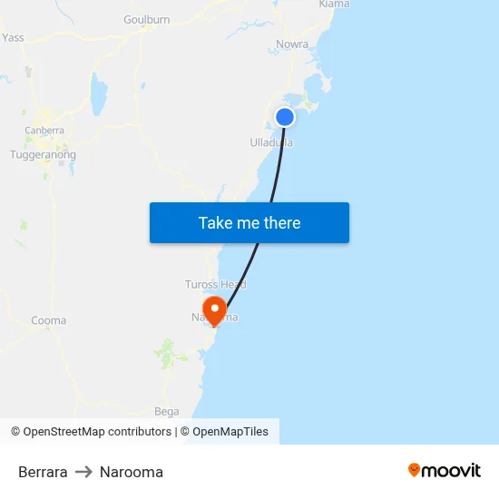 Berrara to Narooma map