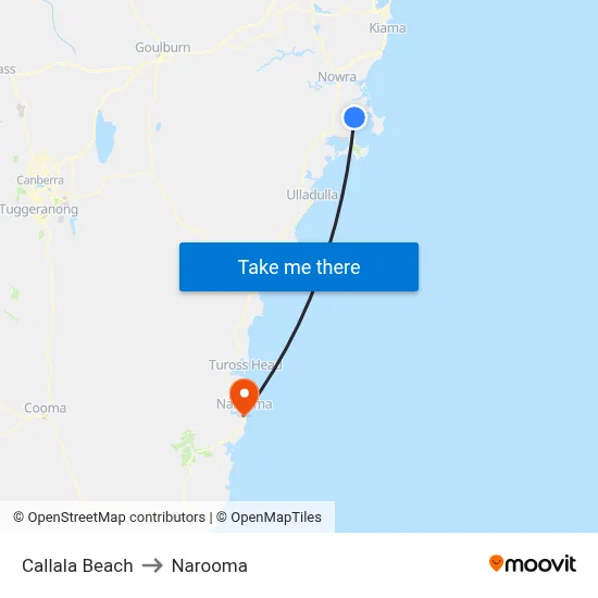 Callala Beach to Narooma map