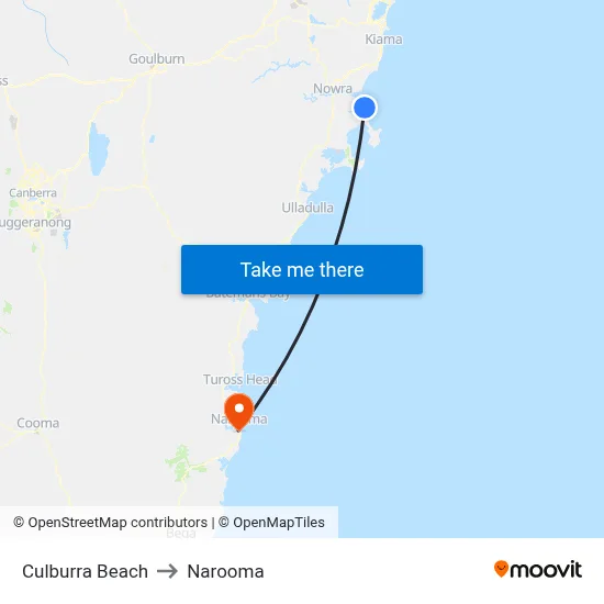 Culburra Beach to Narooma map
