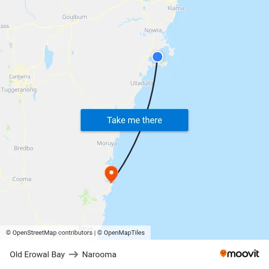 Old Erowal Bay to Narooma map