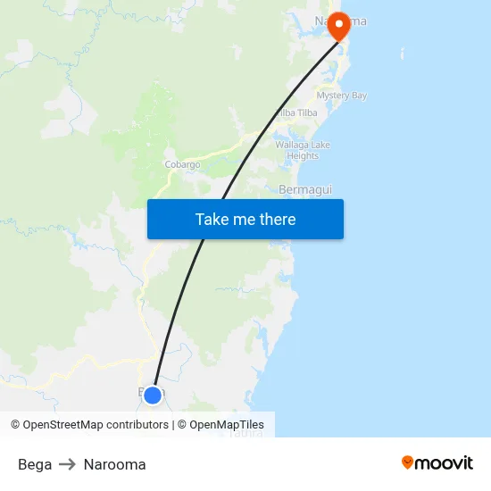 Bega to Narooma map