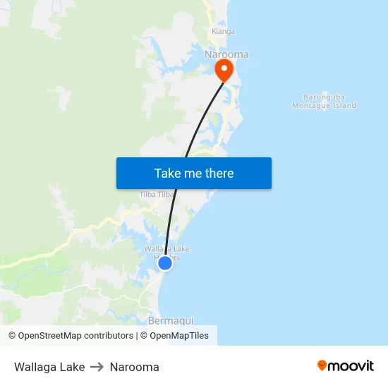 Wallaga Lake to Narooma map
