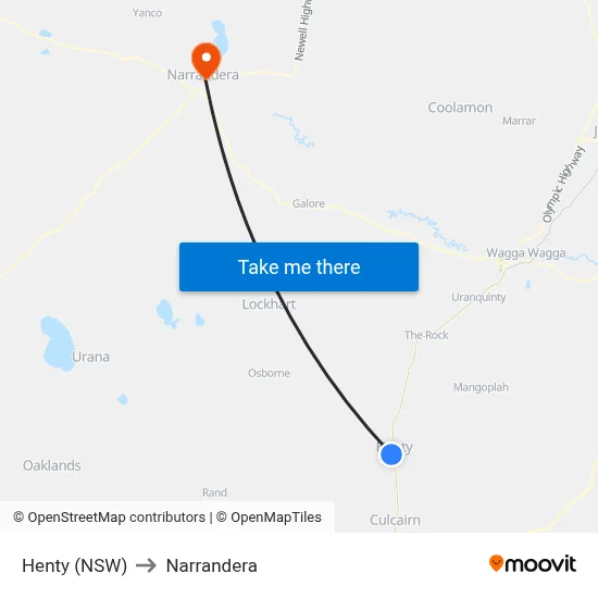 Henty (NSW) to Narrandera map