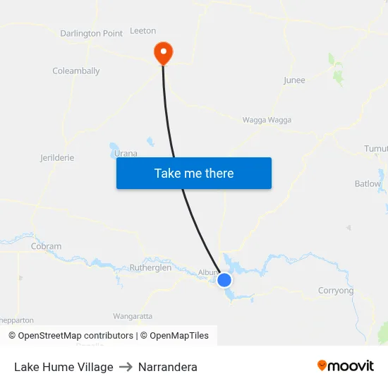 Lake Hume Village to Narrandera map