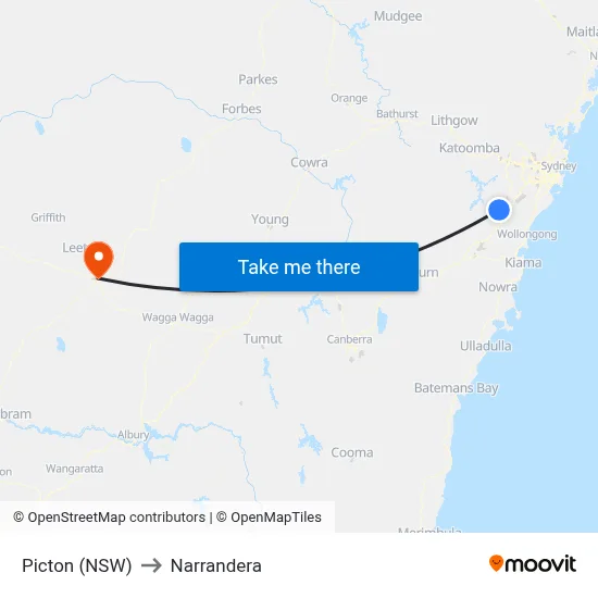 Picton (NSW) to Narrandera map