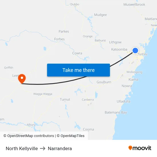 North Kellyville to Narrandera map