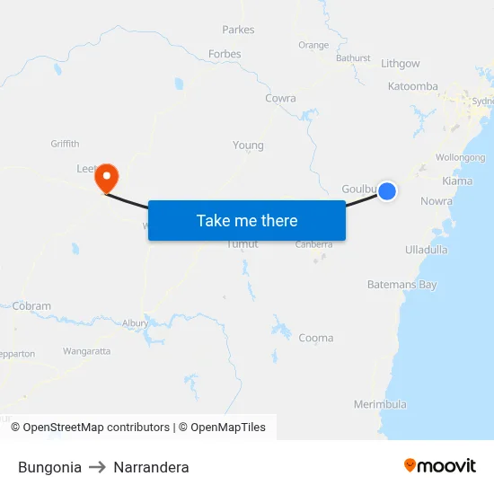 Bungonia to Narrandera map