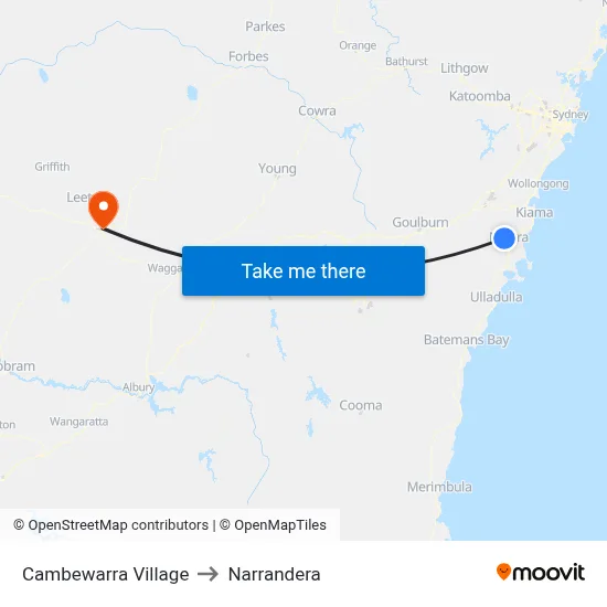 Cambewarra Village to Narrandera map