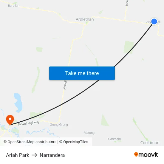 Ariah Park to Narrandera map