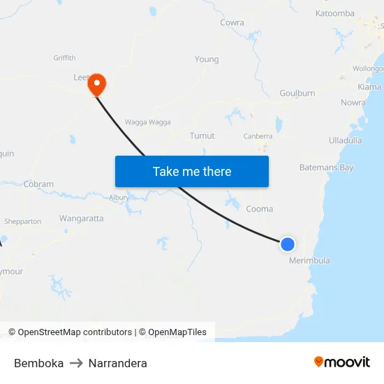 Bemboka to Narrandera map