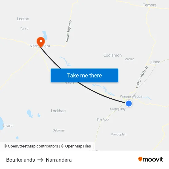 Bourkelands to Narrandera map