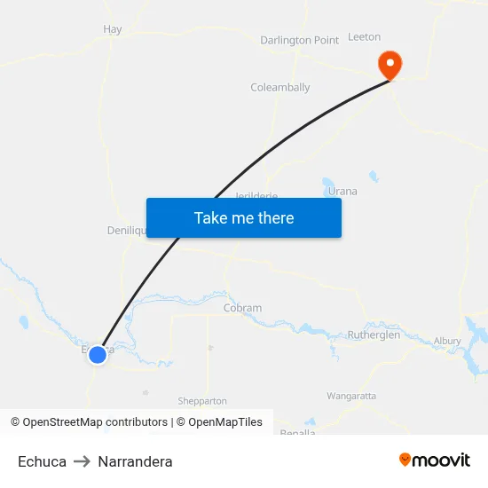 Echuca to Narrandera map