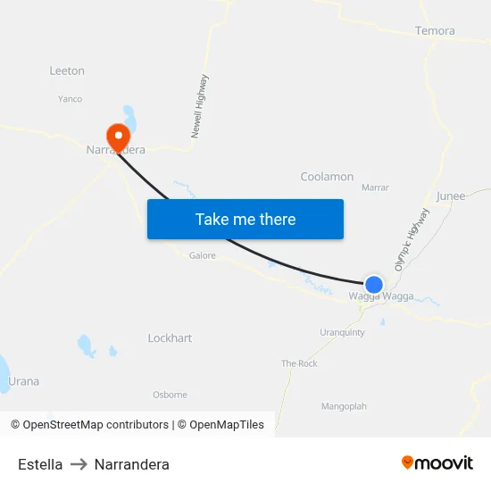 Estella to Narrandera map