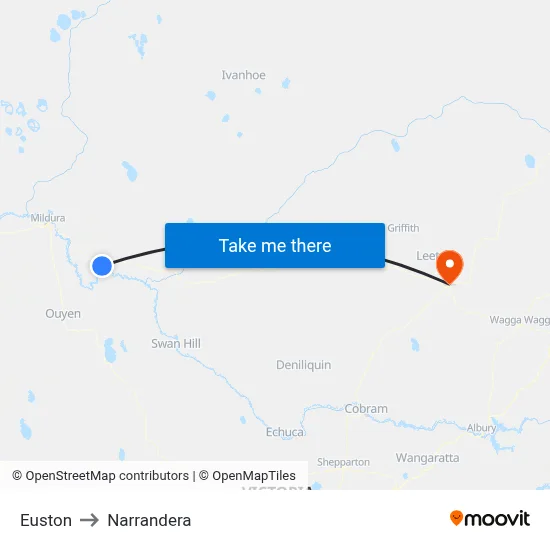 Euston to Narrandera map