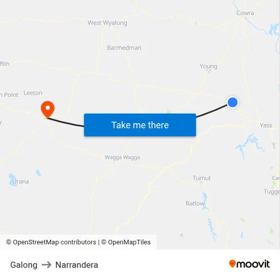 Galong to Narrandera map