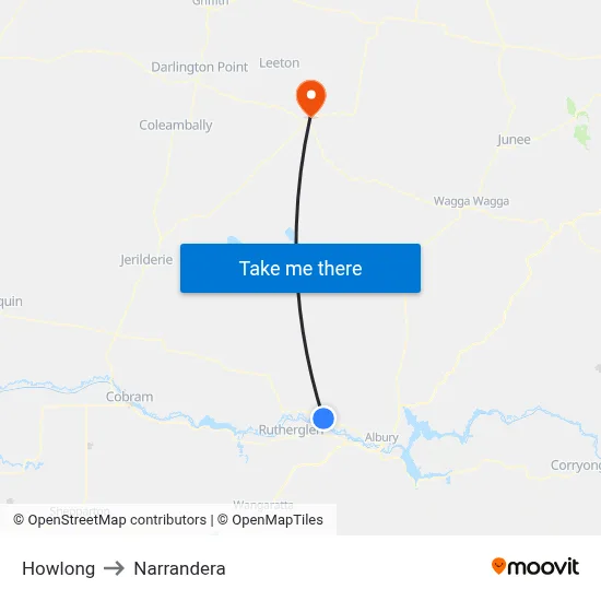 Howlong to Narrandera map